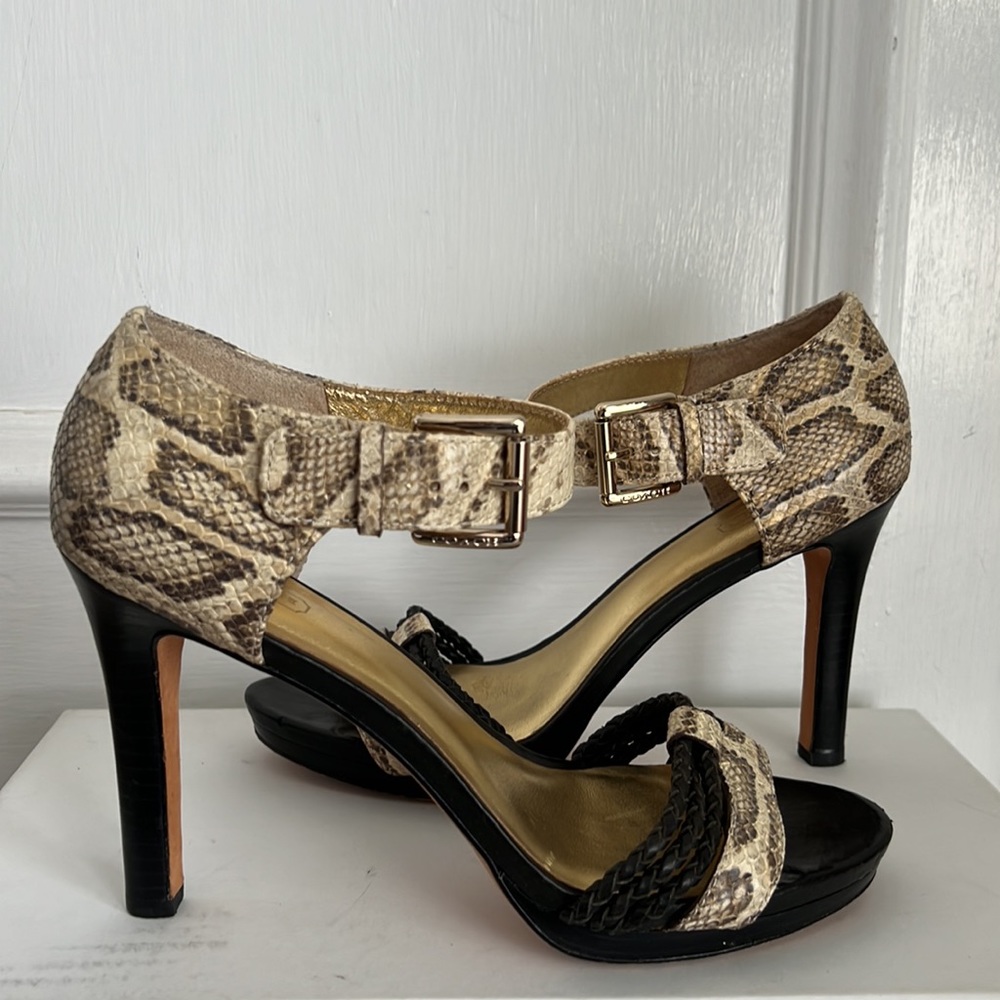 Coach Bryana Printed Python Vegan Leather Heels